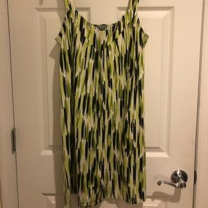 Green, black and white dress